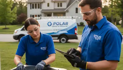 Professional AC repair technician servicing air conditioner in Cleveland, OH