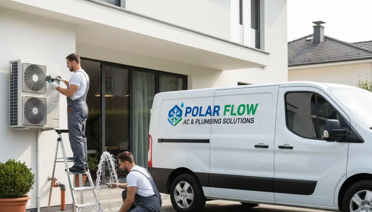 Technician performing plumbing repair in Cleveland, OH for Five Star Cooling service page
