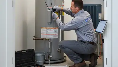 Technician repairing water heater in Cleveland, OH home – Five Star Cooling expert service